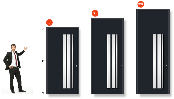 Diferentes alturas de puertas: L, XL y XXL